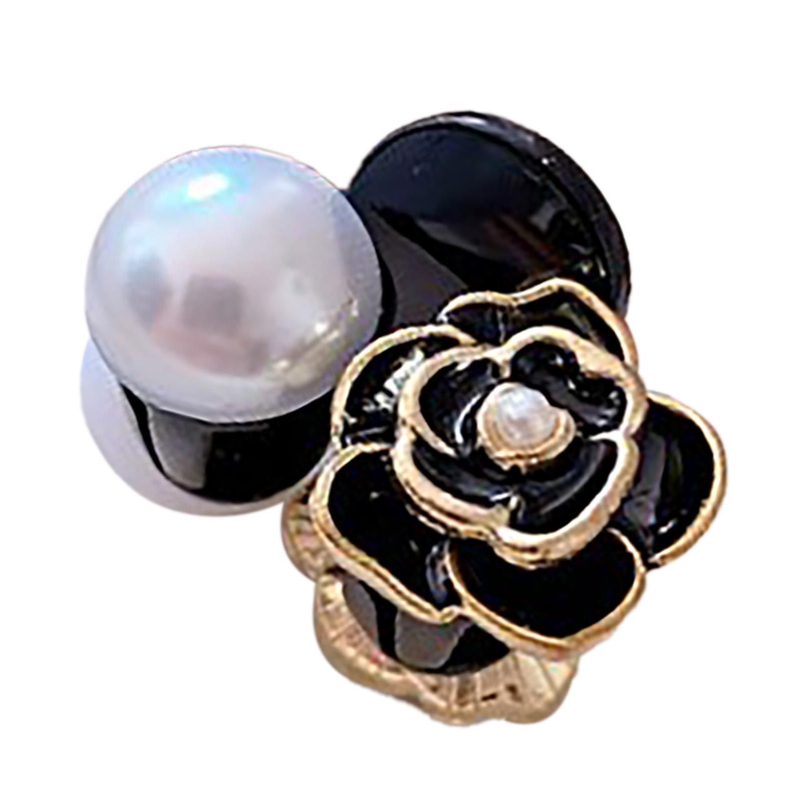 

Camellia Flower Hair Claw Clip Simple Multifunctional Flower Artificial Pearl Hair Clip for Party Black чёрный