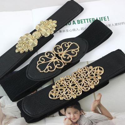 65cm Fashion Black Waistband Wide Waist Elastic Buckle Stretch Belt Women Cinch Waistband Dress Coat Strap Clothing Accessories