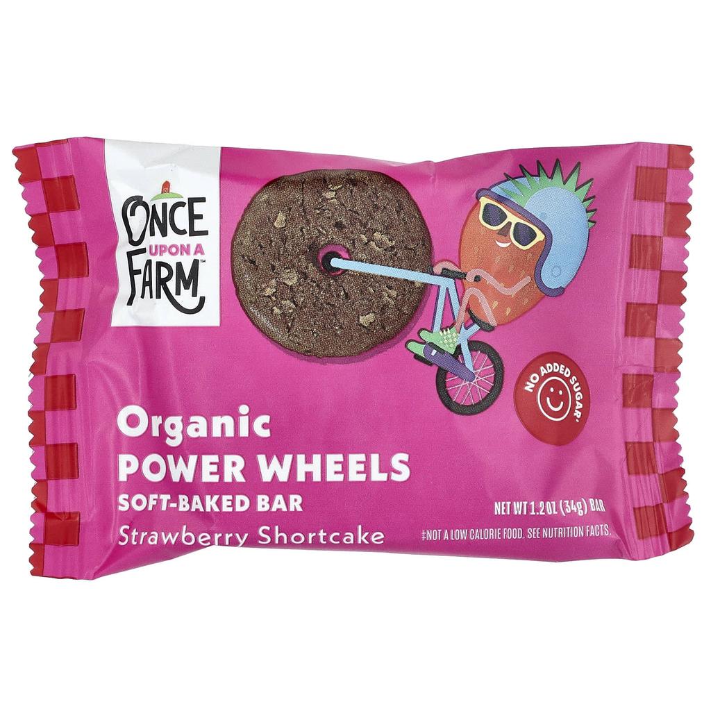 Il était une fois une ferme, Roue de Puissance Bio, Barre Moelleuse Cuite, Shortcake à la Fraise, 4 Barres, 34g (1,2 oz) chaque