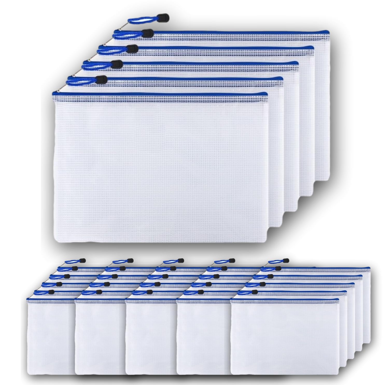 ENN LLC Mesh Zipper File A4 Waterproof Set of Bags, Size, PVC, (Clear, 30)
