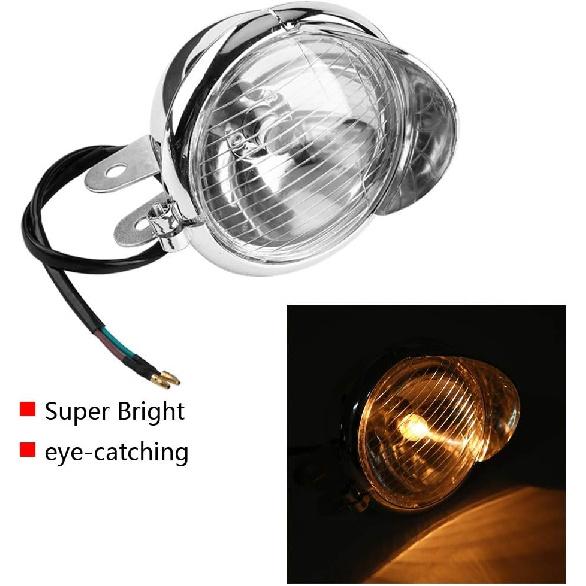 JTLB Retro Motorcycle Fog Light Universal DC 12V, Headlight Lamp for All Motorcycles
