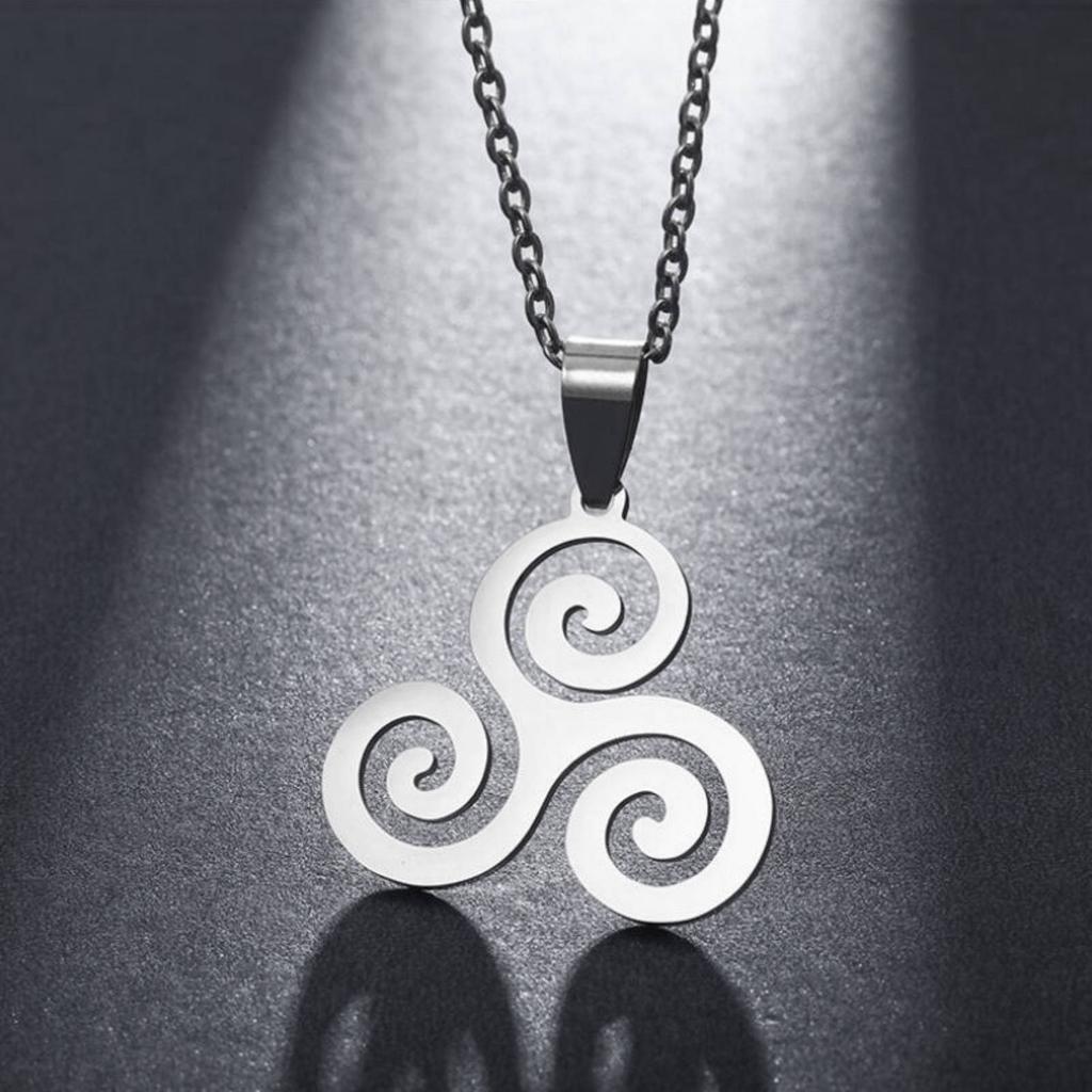 Triskele Symbol Pendant Necklace Stainless Steel Jewelry Gift for Women Men