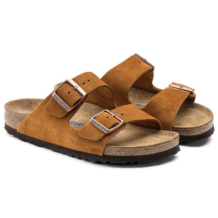 Birkenstock Suede Comfortable Round Toe Thick Sole Versatile Metal Buckle Slide Sandals Unisex Sandals Brown 1009527