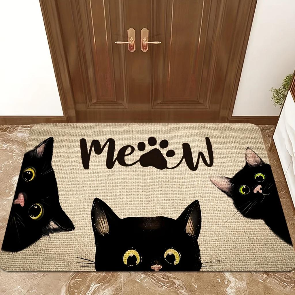Cat's Sweet Home Pattern Mat Welcome Floor Decor Carpet Non-slip Easy To Clean Area Rug Living Room Household Washable Doormats
