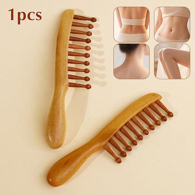 Anti-static No-snags Wide Tooth Comb For Women Girl Straight Curly Hair Natural Garapa Wooden Comb Meridian Massage