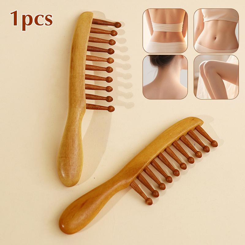 Natural Garapa Wooden Comb Meridian Massage Anti-Static No-Snags Wide Tooth Comb For Women Girl Straight Curly Hair