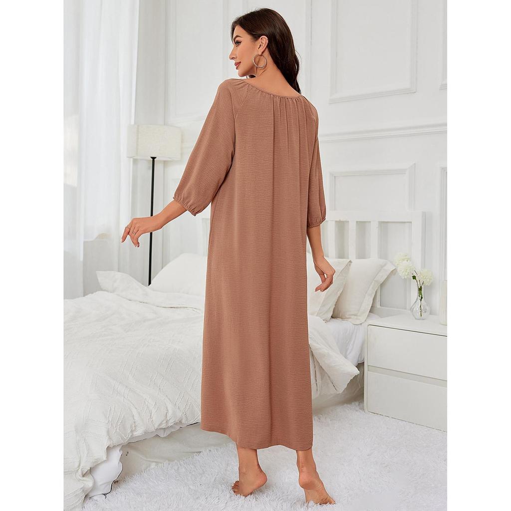 European beautiful women's pajamas spring and summer thin long-sleeved pajamas women's