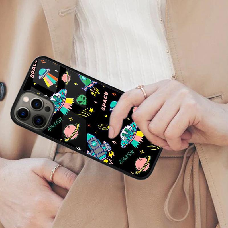Aesthetics Cute Cartoon alien space Magnetic Phone Case For iPhone 17 Air 16 14 13 12 Pro Max 15 Plus Wireless MagSafe Cover