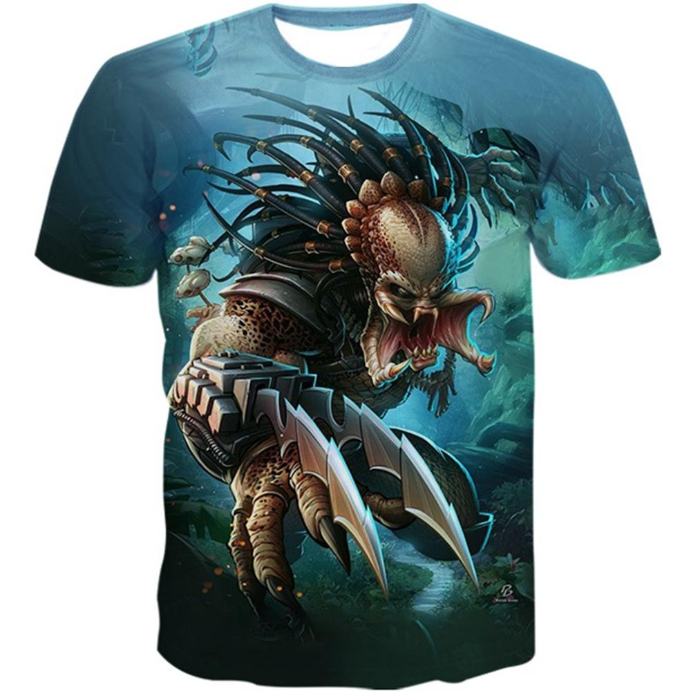 Creative Horror Design Predator 3D Printing Summer Fashion Leisure Cool Personality Street Style Short Sleeve