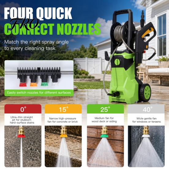 Trigger Start Stop Pressure Washer 4800PSI Electric with 4 Nozzles & 33Ft Hose High Cleaner Power Overheat Protect for Car Fence Patio Cleaning