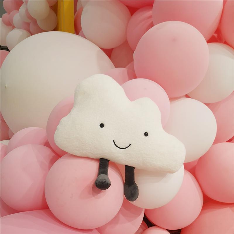 Adorable Smile Face White Clouds Plushie Stuffed Cute Cartoon Weather Plush Toy for Kid Pillow Bedroom Decor Birthday Gifts Girl