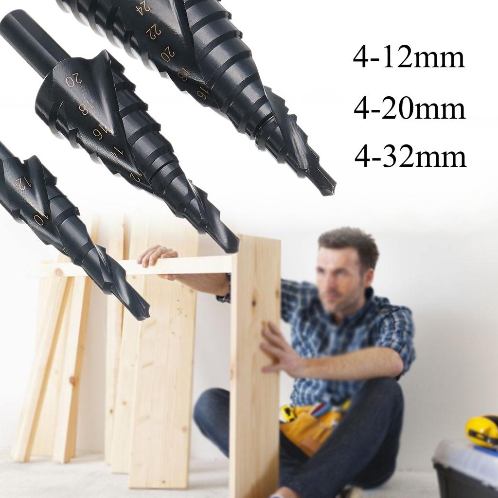 1/4" Hex Shank Step Drill Bit – Titanium Coated HSS, 10 Sizes From 4-22mm, Multi-Hole For Wood/Plastic/Metal