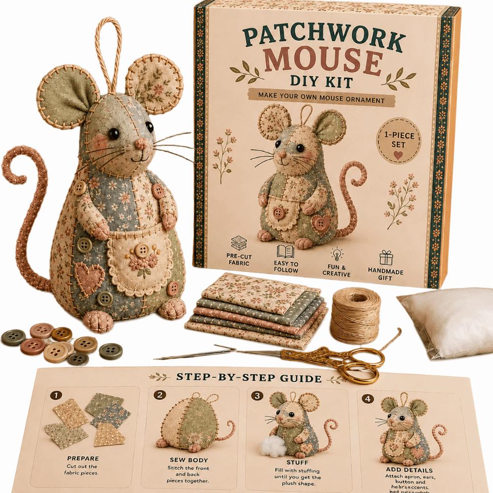Handmade Patchwork Mouse Kit Pre Cut Fabric Mouse Sewing Kit Patchwork Craft Kit  Craft Learning