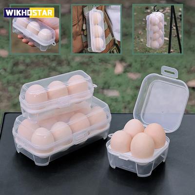 Portable Shockproof Eggs Box 3/4/8 Grids Storage Container Egg Holder Transparent Kitchen Organizer for Outdoor Camping Picnic
