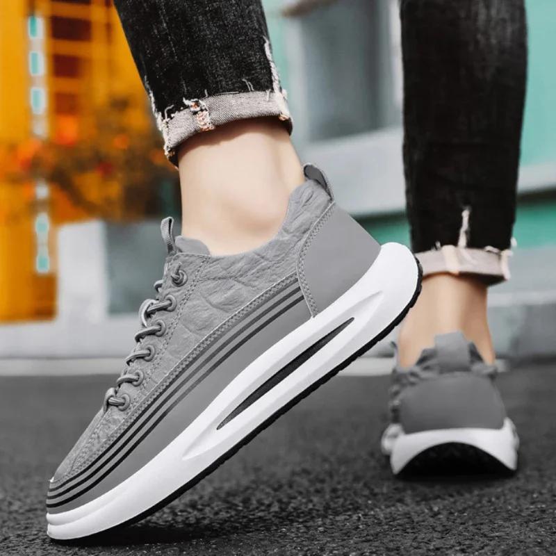 Mens Thick Soled Loafers Summer Comfortable Breathable Men Casual Sports Shoes Fashion Luxury Crocodile Pattern Vulcanized Shoes