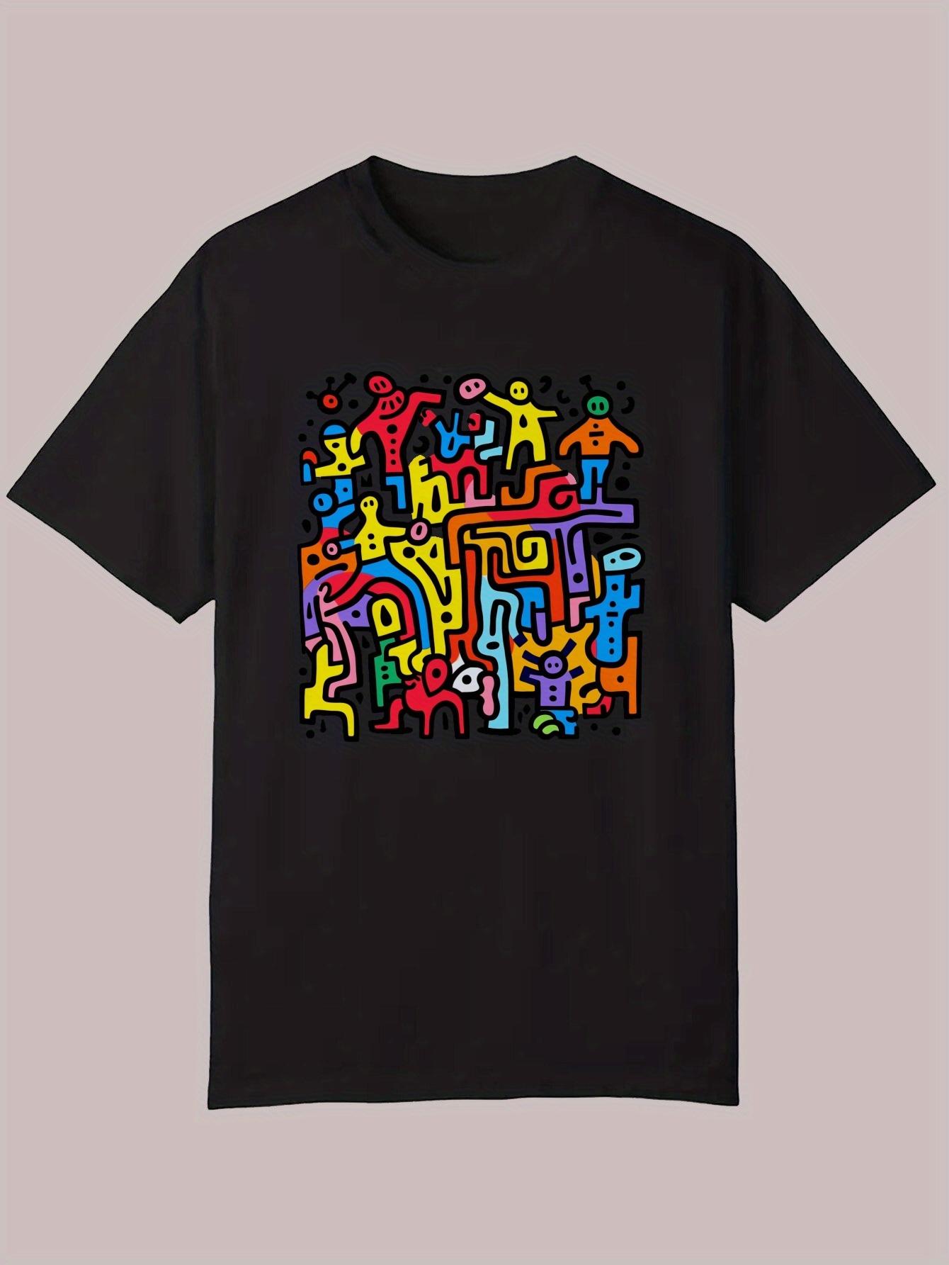 Casual Summer T-shirt with Colorful Abstract Design - Polyester XXXL