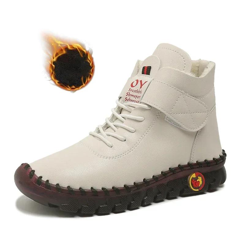 Winter Ankle Boots Hand Sewing Thread Mom Cotton Shoes for Women 2025 New Waterproof Short Snow Boot Botas Mujer