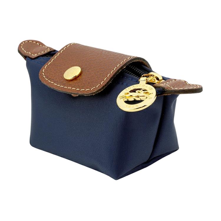 Longchamp Le Pliage Original Gold Embossed Snap Flap Nylon Wallet Women Wallet Navy-Blue 30016089556