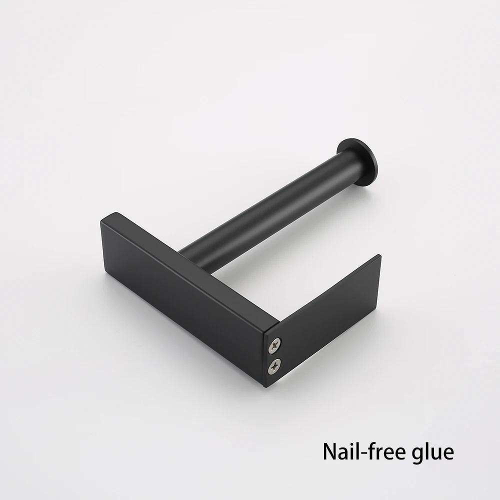 Black Design Easy To Install The Bathroom Kitchen Accessory Self Adhesive Stainless Steel Rustproof Toilet Paper Roll Holder