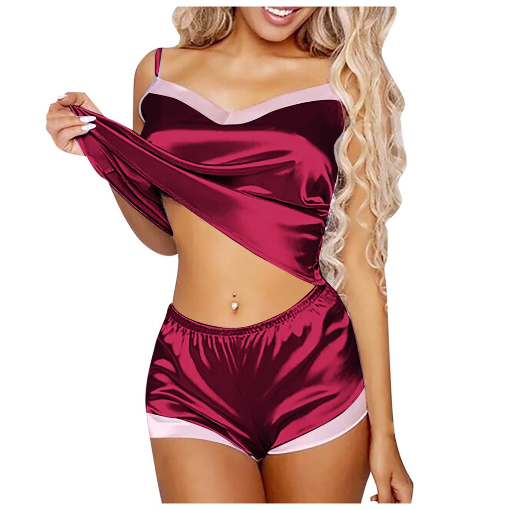 Lenjerie intimă pentru femei, lenjerie intimă sexy, satin de mătase, babydoll, pijamale, set de lenjerie intimă, mărime plus, lenjerie intimă feminină