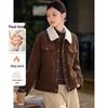 YUZHAOLIN Women's Fleece Lapel Corduroy Padded Workwear Jacket