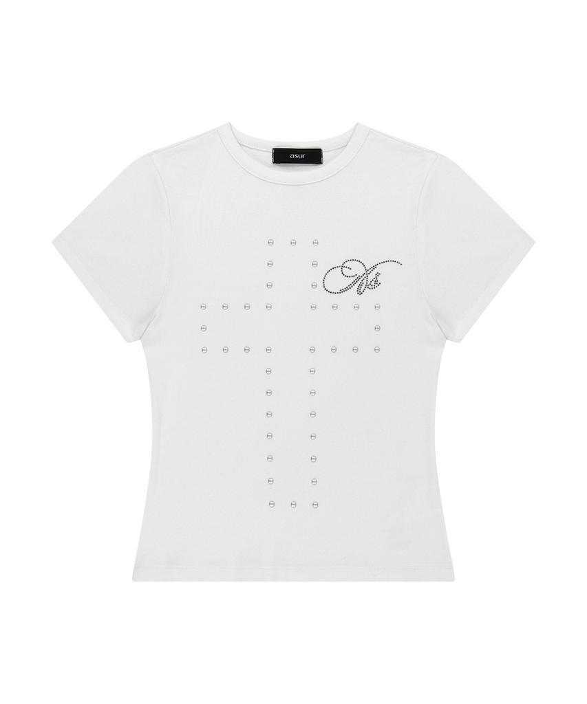 Aejeuyua Cross Hotfix T-Shirt White