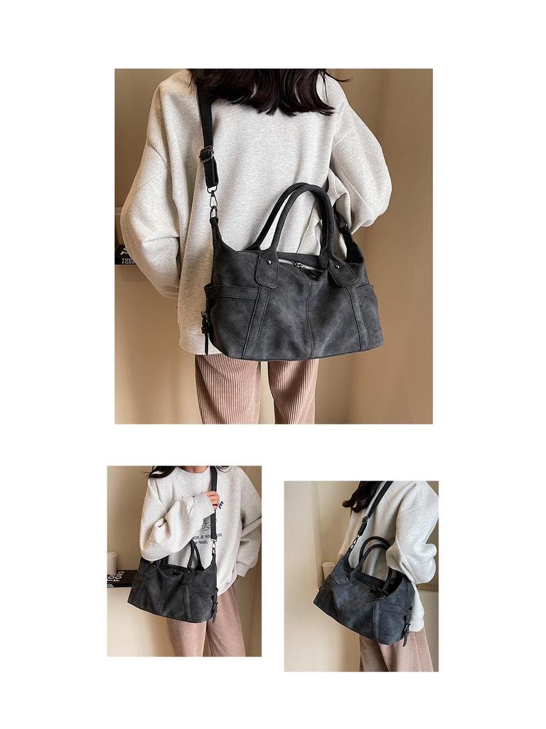 Stylish Large-Capacity Frosted Shoulder Bag: Versatile Women's Travel Handbag