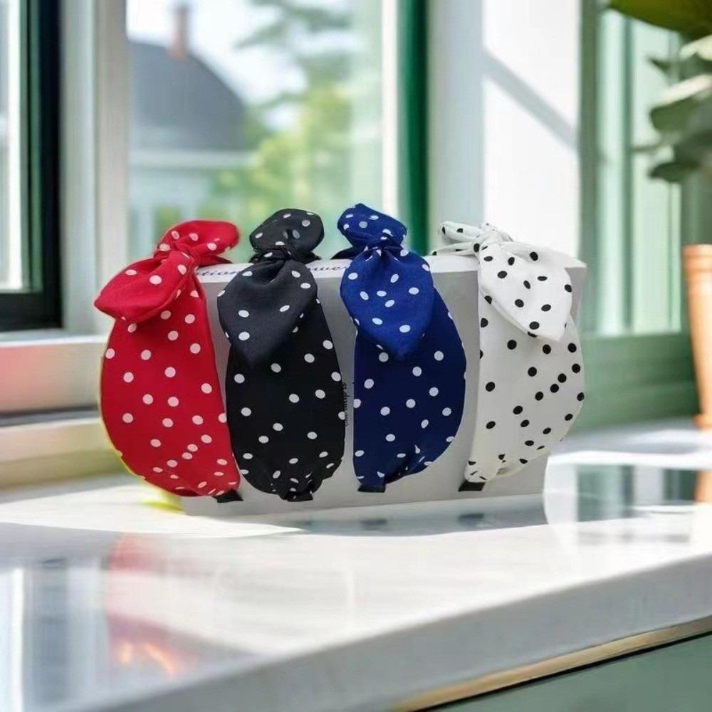 Bow Knot Women's Wide Headband Cross Hair Hoop Headwear Retro Polka Dot Hairband  Hair Accessories