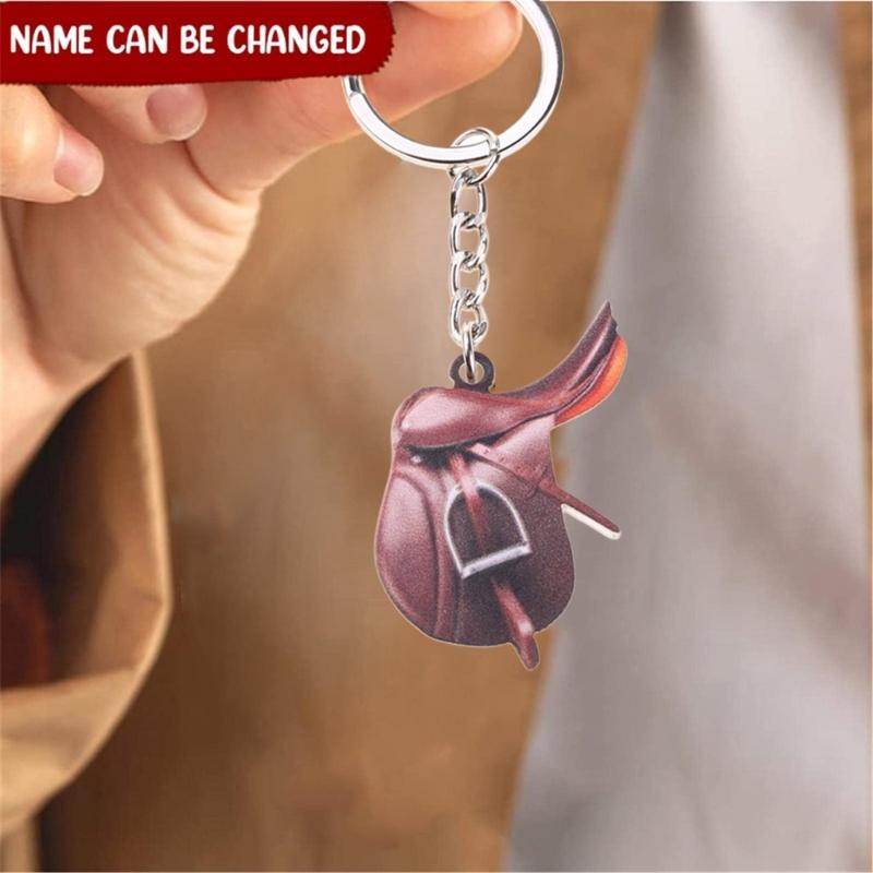 Colorful Saddles Pendant Keychain Acrylic Key Rings Accessory Handmade Keyring Bag Decoration Unique Gifts for Women