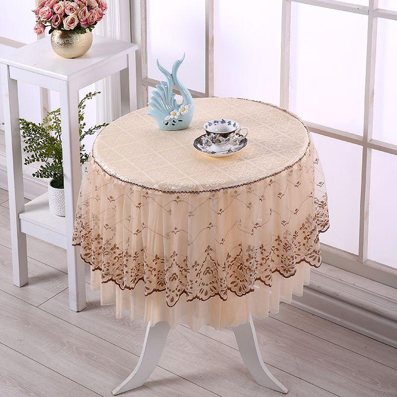 Lace Lace Fabric for Home Use Fully Wrapped Round Coffee Table Living Room Round Cover Cloth Cushion Cover Tablecloth
