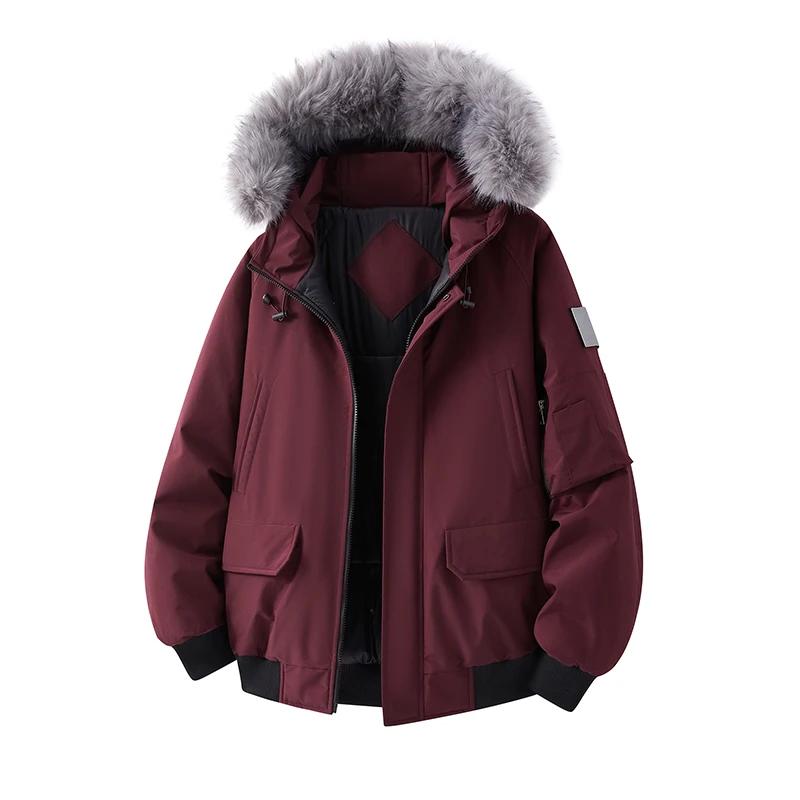 Herbst Winter Herren Kapuzenparka Herren Freizeit Kunstpelzkragen Mäntel Mann High Street Baumwolle Wattierte Jacke Unisex Outdoor Jacken