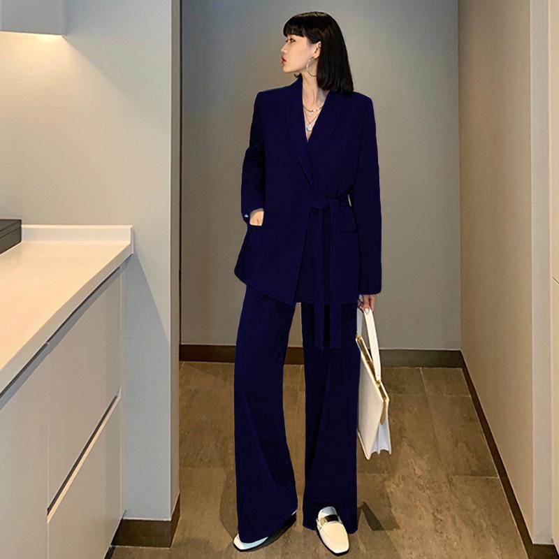 1231 Spring Plus Size Slimming Two-Piece Set: Stylish Age-Reducing Wide-Leg Pants Suit