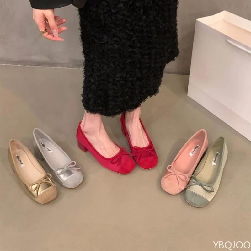 Ladies New Mary Jane Flats Retro Ballet Red Single Shoes Bow Shaped Elegant Women's Shoes Light Comfortable Flat Mujer