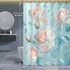Luxury Waterproof Shower Curtain Floral Roses Pink and Blue Tropical Botanical Print Bathroom Home Decor Liners