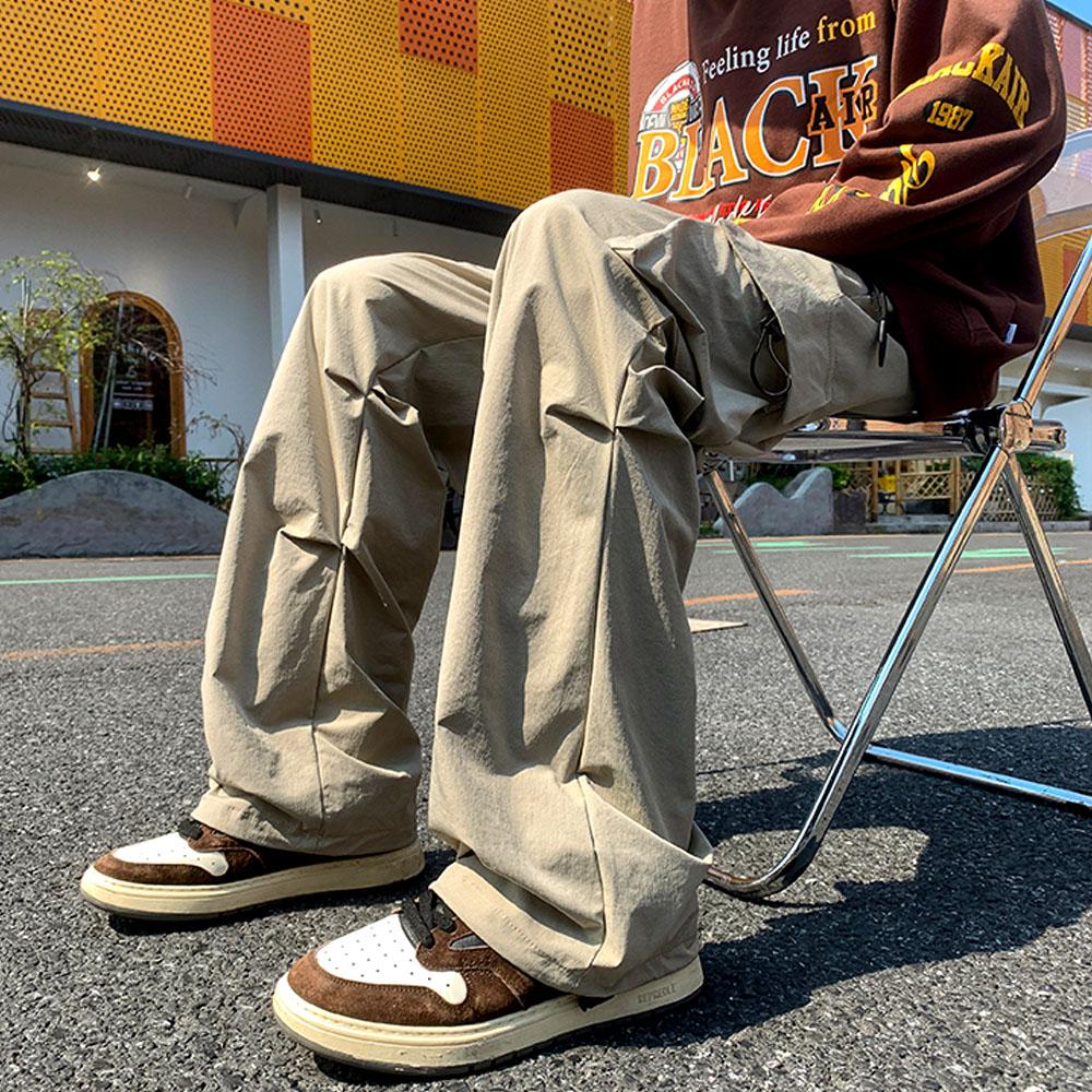 Japan Men's Y2K Casual Cargo Pants Sweatpants Pocket Trousers Baggy Wide Leg Pants Parachute Techwear Korean Clothes Men