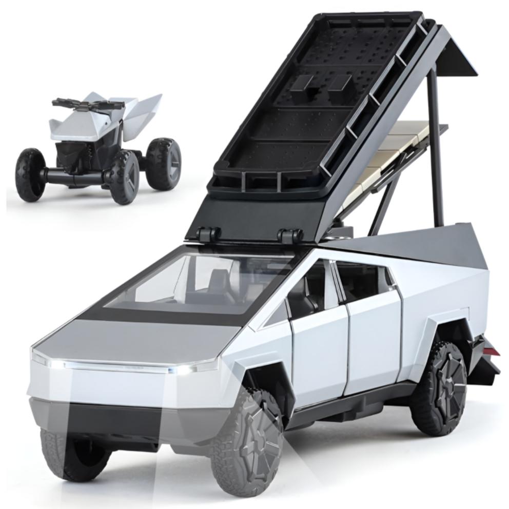 Infinium Die-cast 1:32 Cyber Truck Alloy Pull-Back Car Model (A Silver)