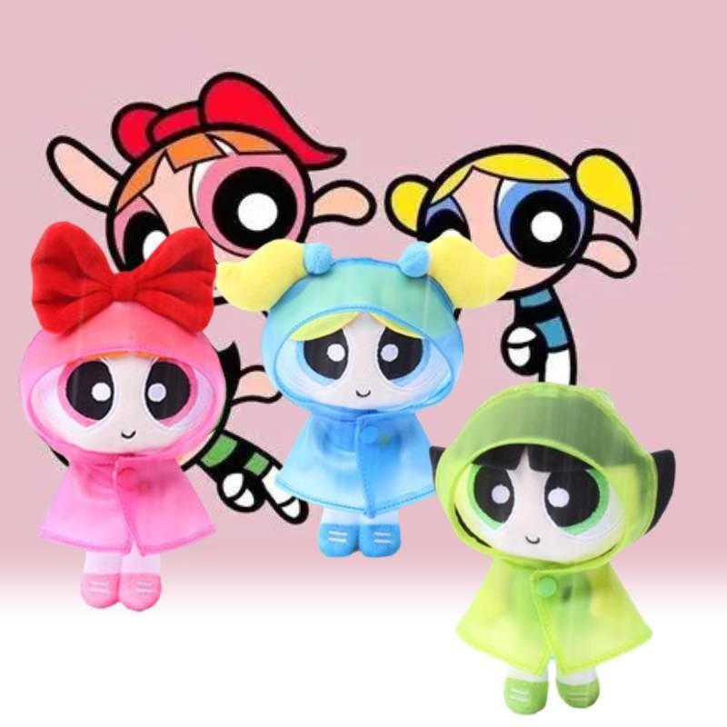 Girls The Powerpuff Blossom Raincoat Plush Toy Backpack Keychain Cartoon Pendant