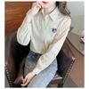 2026 New Women's Embroidered Cotton Shirt, Fashionable and Youthful Striped Long Sleeve Blouse