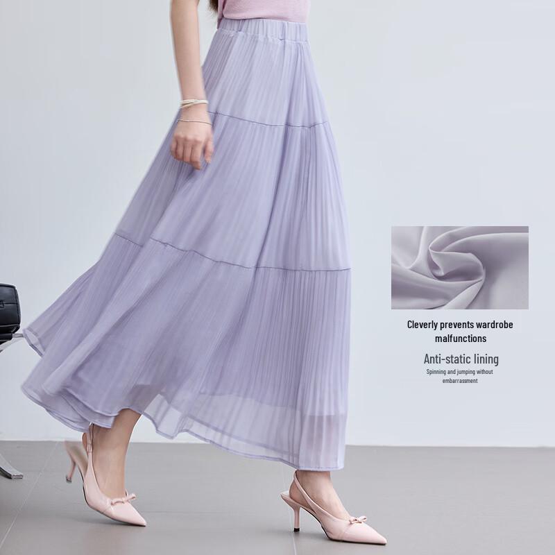 

VICTORIA&VERA Pleated Chiffon Maxi Skirt M