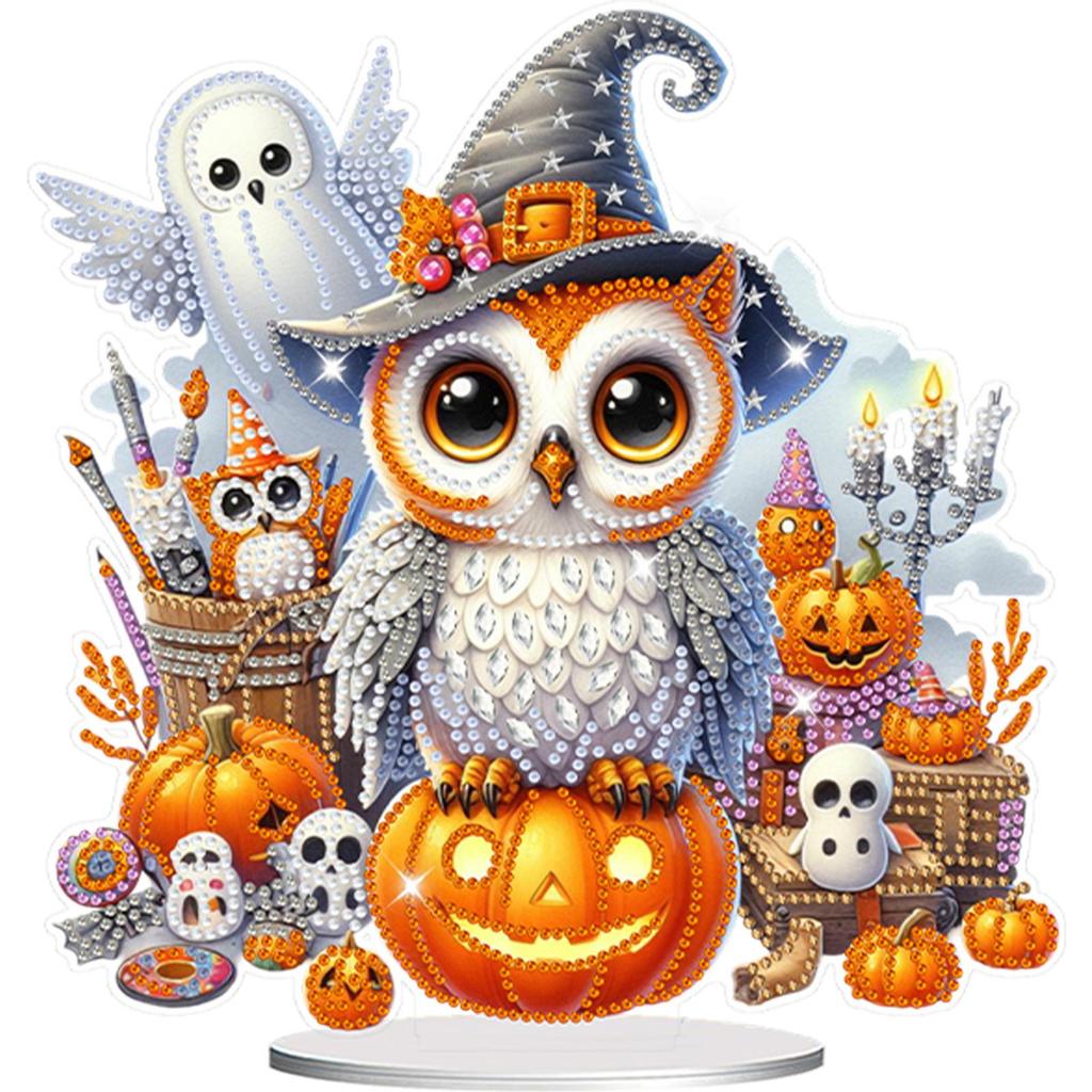Acrylic Happy Halloween Diamond Painting Tabletop Ornaments Kit Table Top Diamond Painting Ornament Kits for Home Office Decor