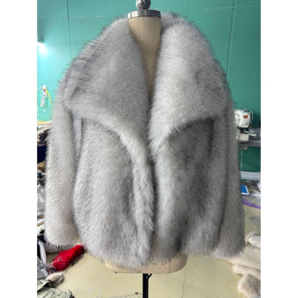 Mode Übergroßer Umlegekragen Flauschiger Kunstpelzmantel Damen Vintage Kunstpelzjacke Mäntel Winterkleidung Damen Flauschige Jacke