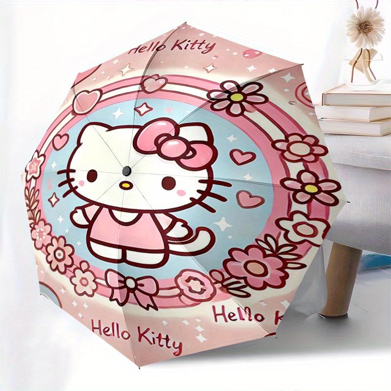 Hello Kitty,Cute Automatic Folding Umbrella-Simple 8-Rib Design, Bright Cartoon Pattern, Durable Iron Frame, Suitable For Travel, Outdoor, B