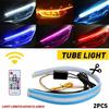 2 X 60CM Slim Amber Sequential Flexible LED DRL Turn Signal Strip For Headlight