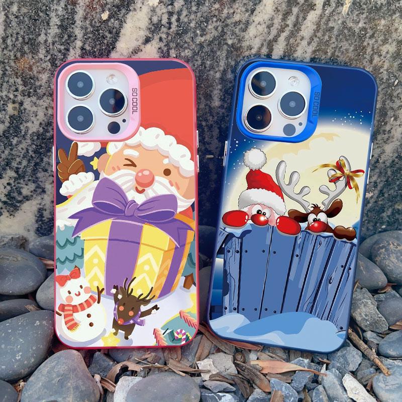 Merry Christmas Day Phone Case For iPhone 15 14 Plus Pro Max 13 12 Pro Max Mini 11 Shockproof Laser Matte Back Phone Cover Funda