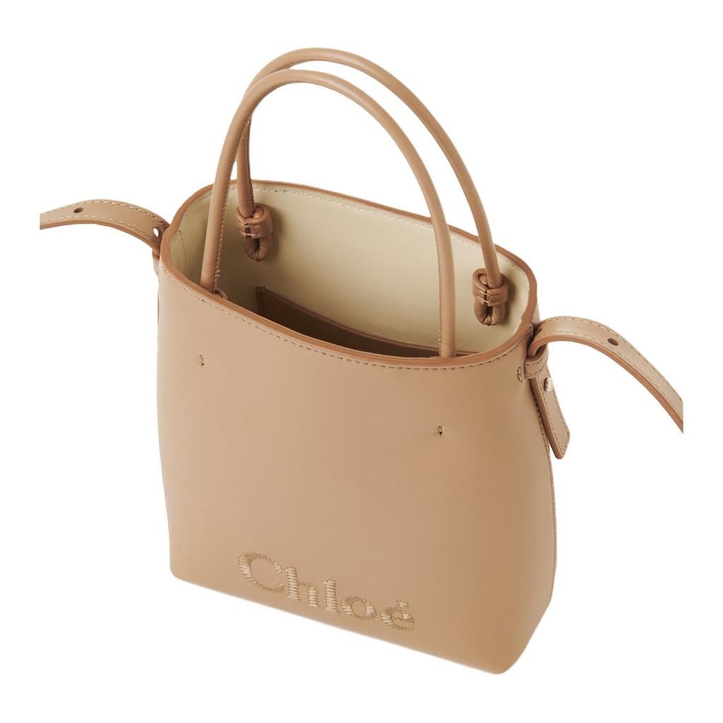 Chloe Sense Logo Tasche mit integrierter Tasche Leder Schultertasche Umhängetasche Damen Handtasche Kamel CHC23UP873I1026X