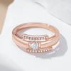 Fashion  Rose Gold Color Bride Wedding Rings For Women Simple Glossy Natural Zircon Accessories Daily Fine Jewelry
