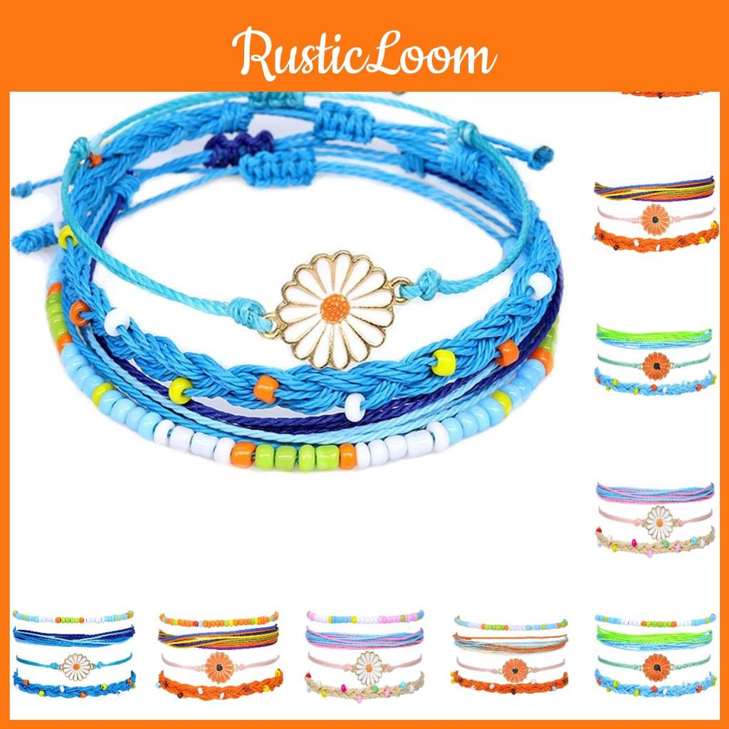 Bracelet Friendship Daisy Hand Made Anklet Flower Pendant Girls Gifts Kids Decor