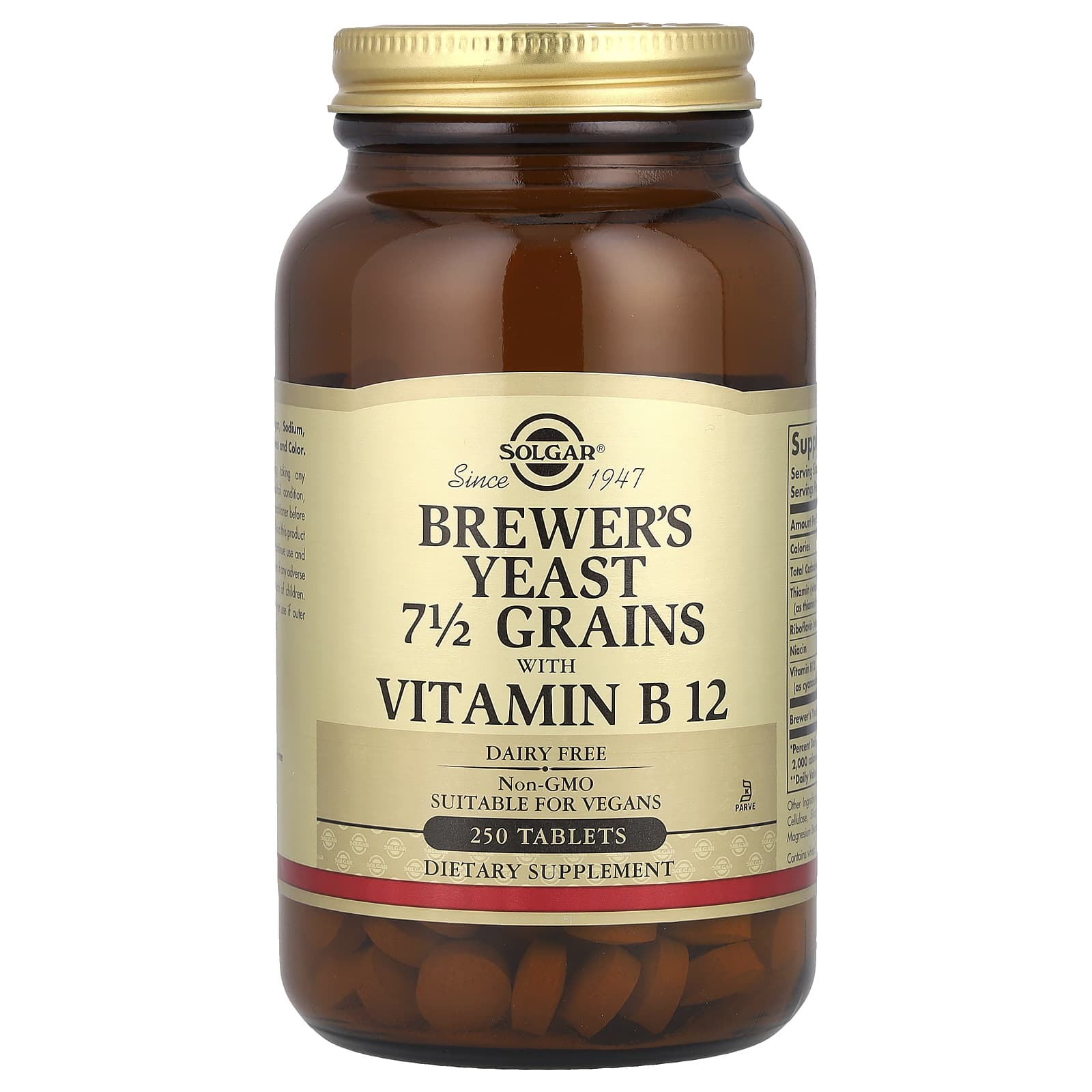 

Brewer s Yeast, Vitamin B12 Grain 7 1/2 Grains, 250 Tablets