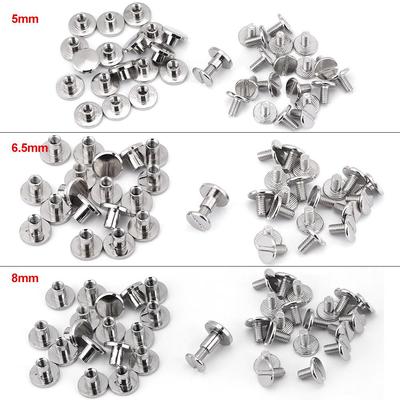 20er Set Messing Gewinde Flachmutter Niete Schrauben für Lederhandwerk Reparaturzubehör