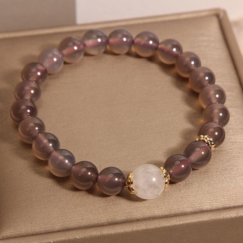 Women Grey Agate Bracelet, Sweet Style Travel Gift